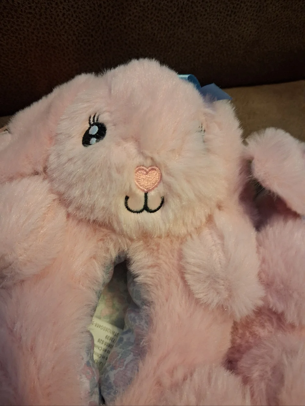 Wonder Nation Plush Pink Bunny Cozy Slippers Size 5-6 Girls